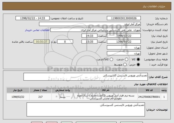 استعلام تمدیدآنتی ویروس لایسنس کسپرسکی