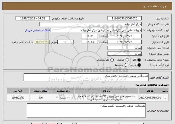 استعلام تمدیدآنتی ویروس لایسنس کسپرسکی