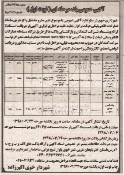 مناقصه , مناقصه اجرای عملیات لکه گیری و پخش آسفالت و ...