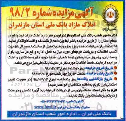 مزایده مزایده واگذاری املاک مازاد
