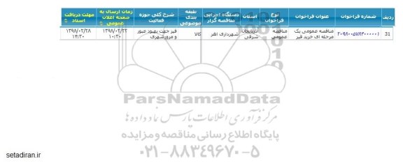 مناقصه, مناقصه خرید قیر