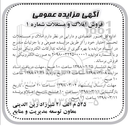 مزایده، مزایده فروش املاک و مستغلات