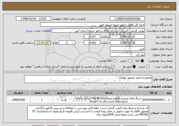 استعلام امامزاده احمد محمود نظراباد