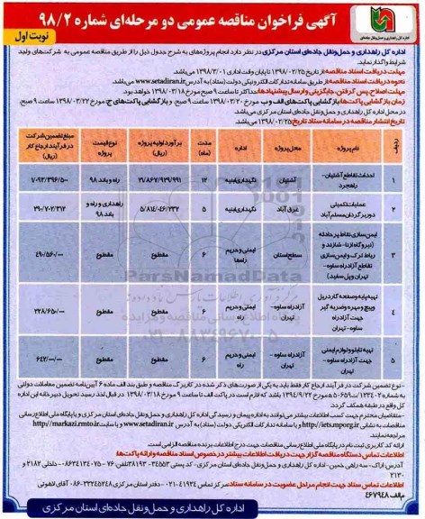 مناقصه ,مناقصه احداث تقاطع آشتیان ... 