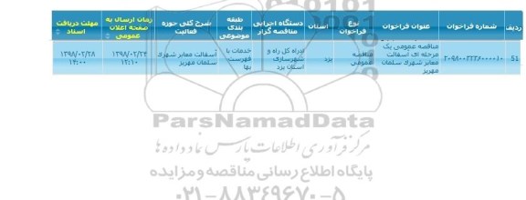 مناقصه ,مناقصه آسفالت معابر شهرک 