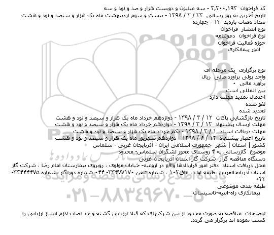 مناقصه گازرسانی به 4 روستا 