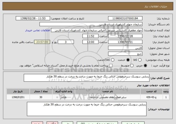 استعلام ردیابی سوسک سرخرطومی حنائی رنگ خرما به صورت درخت به درخت در سطح 30 هکتار