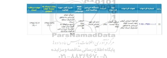 مناقصه آبرسانی به مناطق عشایری 