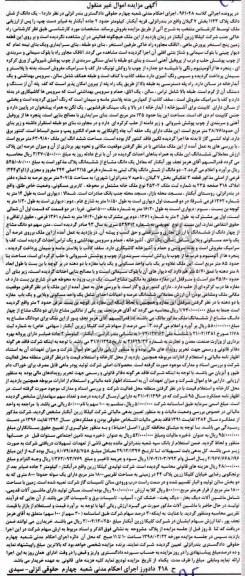 مزایده ,مزایده یک دانگ از ششدانگ پلاک 1143 بخش 7