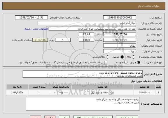 استعلام برطرف نمودن مشکل چاه ارت مرکز داده
طبق مشخصات پیوست