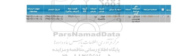 مزایده, مزایده اموال بلامصرف