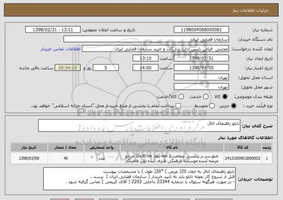 استعلام تابلو راهنمای اتاق