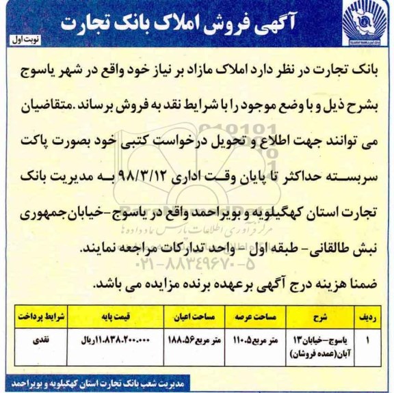  مزایده,مزایده فروش املاک عرصه 110.5 مترمربع نوبت  اول 