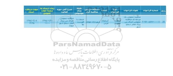 مناقصه,  مناقصه عمومی اجرای بتن ریزی معابر سطح شهر
