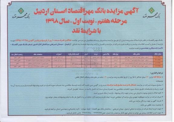 مزایده،مزایده فروش املاک کاربری آپارتمان مرحله هفتم نوبت اول 