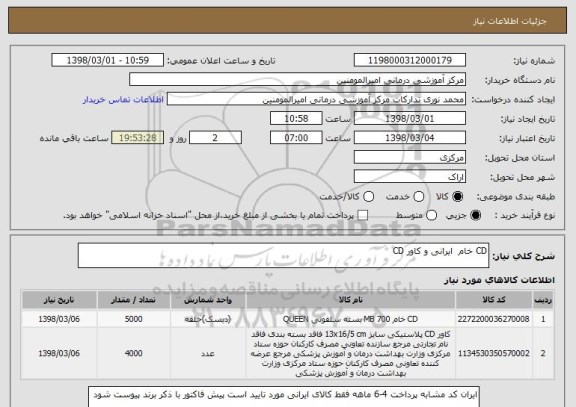 استعلام CD خام  ایرانی و کاور CD