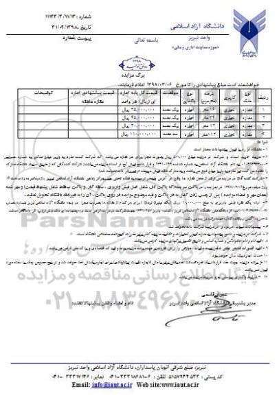 مزایده , مزایده اجاره مغازه