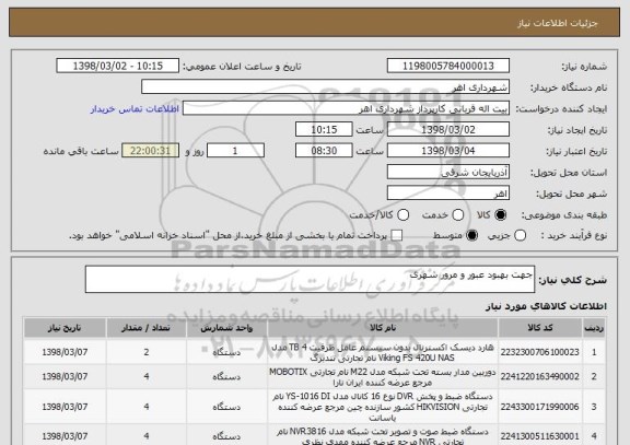 استعلام جهت بهبود عبور و مرور شهری 