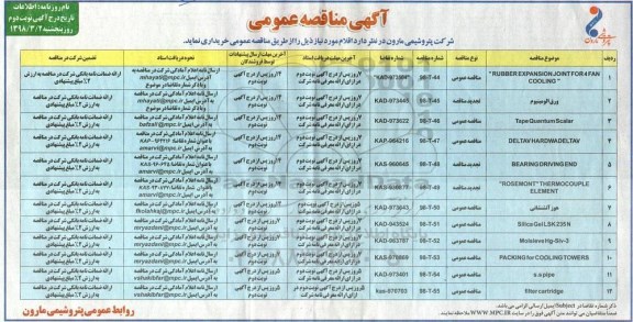 مناقصه, مناقصه RUBBER EXPANSION JOINT FOR 4 FAN COOLING... - نوبت دوم