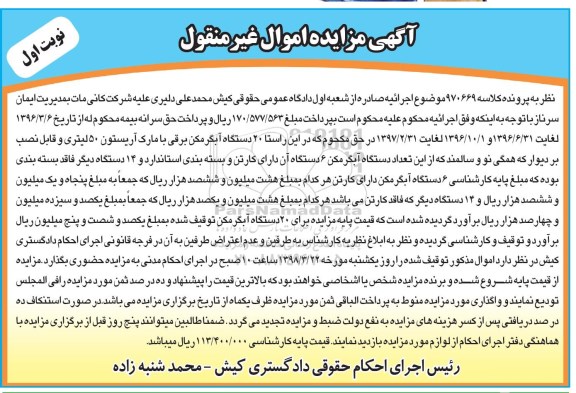 مزایده 20 دستگاه آبگرمکن برقی