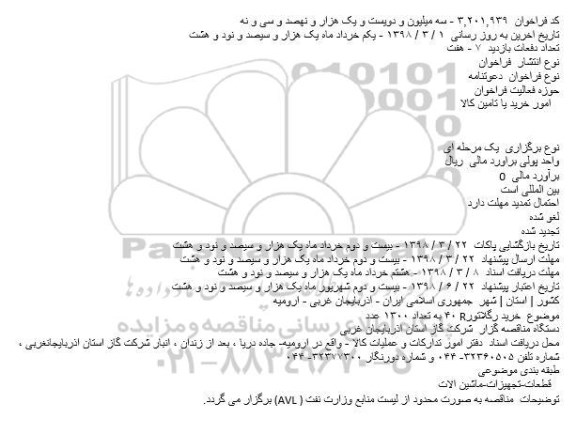 مناقصه خرید رگلاتور r 40...