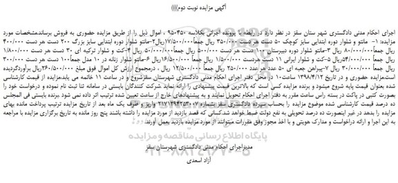 مزایده، مزایده مانتو و شلوار دوره ابتدایی و...نوبت دوم