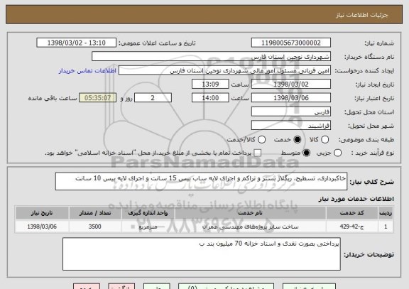 استعلام خاکبرداری، تسطیح، ریگلاژ بستر و تراکم و اجرای لایه ساب بیس 15 سانت و اجرای لایه بیس 10 سانت