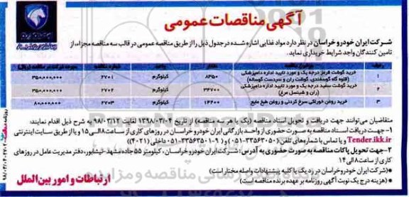 مناقصه, مناقصه خرید گوشت قرمز...