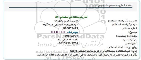 استعلام ,استعلام جوهر نمک 