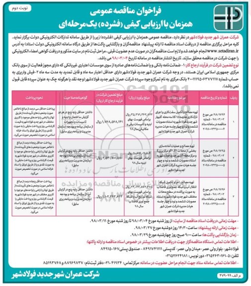 فراخوان مناقصه عمومی , مناقصه تهیه مصالح و تکمیل سفت کاری و اجرای نازک کاری مدرسه...نوبت دوم 