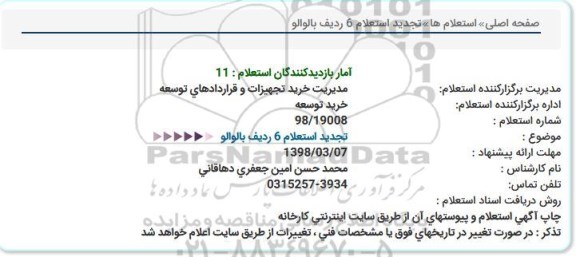 استعلام 6 ردیف بالوالو تجدید