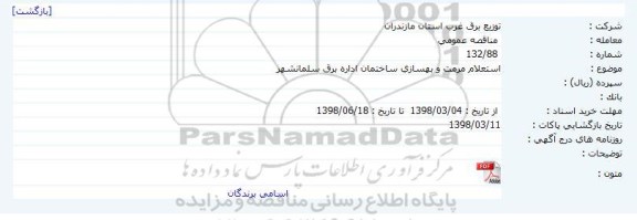 استعلام,  استعلام مرمت و بهسازی ساختمان اداره برق