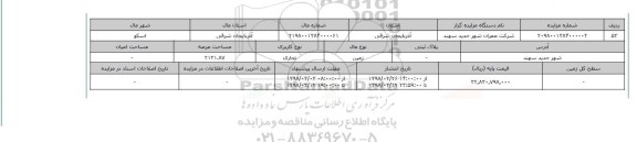 مزایده,مزایده زمین تجاری 2131.87
