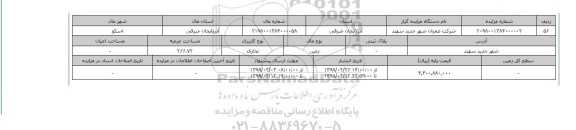 مزایده,مزایده زمین تجاری 266.72