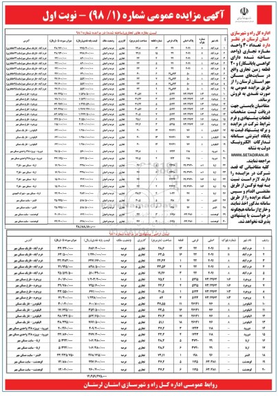 مزایده مزایده فروش 30 واحد مغازه تجاری نوبت اول 