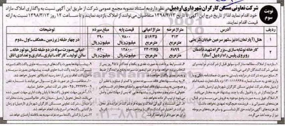 مزایده،مزایده فروش املاک مازاد نوبت سوم 