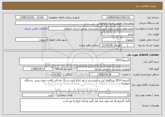 استعلام کارتریج 201A