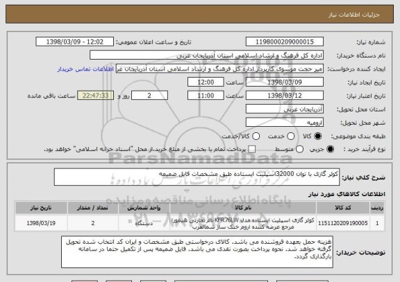 استعلام کولر گازی با توان 32000اسپلیت ایستاده طبق مشخصات فایل ضمیمه