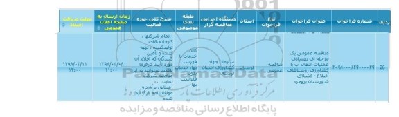مناقصه, مناقصه  بهسازی عملیات انتقال آب ...