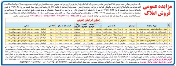 مزایده مزایده فروش املاک کاربری مسکونی