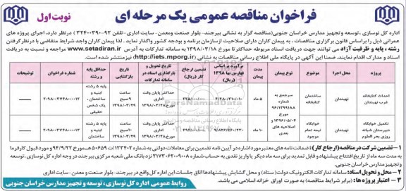 مناقصه عمومی, فراخوان مناقصه احداث کتابخانه غرب ... 