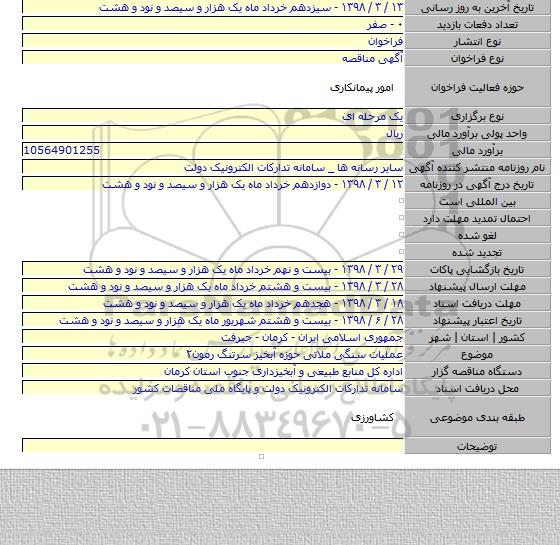 مناقصه عملیات سنگی ملاتی  حوزه آبخیز سرتنگ رمون۲