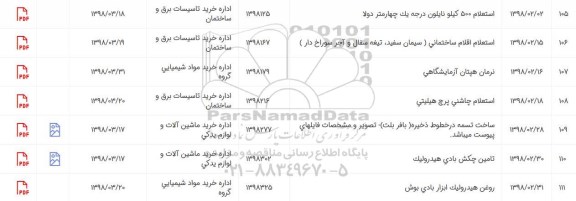 استعلام استعلام چاشنی پرچ هیلتی