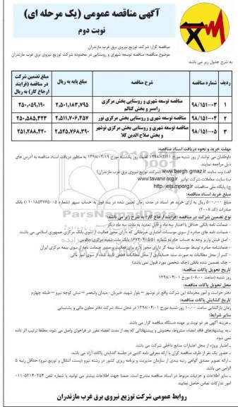 مناقصه توسعه شهری و روستایی - نوبت دوم 