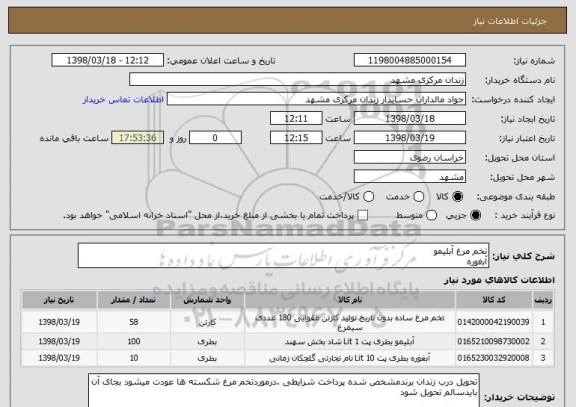استعلام تخم مرغ آبلیمو 
آبغوره