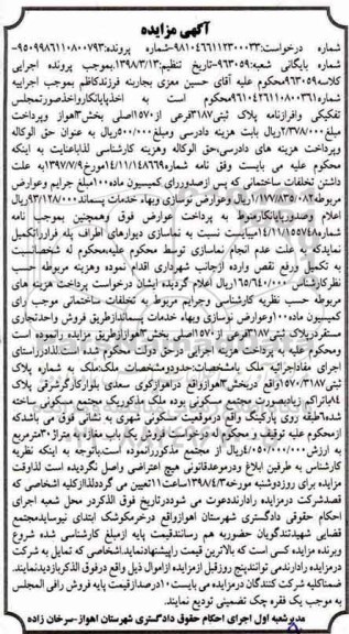 مزایده مزایده پلاک ثبتی 3187 فرعی از 1570 اصلی