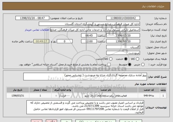 استعلام پروژ آماده سازی مجموعه گردشگری چراغ تپه مینودشت ( روشنایی محور)