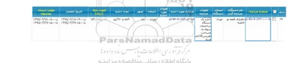 مزایده , مزایده  اجاره یک دستگاه ساختمان سوله به مساحت تقریبی 135 متر مربع