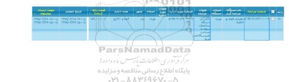 مزایده , مزایده اجاره یک دستگاه ساختمان سوله به مساحت تقریبی 135 متر مربع