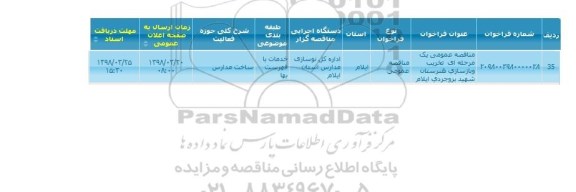 مناقصه, مناقصه تخریب و بازسازی هنرستان 